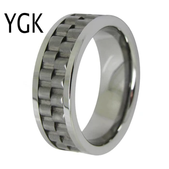 YGK Wedding Jewelry Gear Wheel Center Shape Silver Pipe volfram prsten za muškarce mladoženja vjenčanja vjenčani prsten Igre