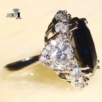 YaYI Jewelry Fashion Princess Huge 15*18mm 25CT Blue Zircon Silver Color vjenčano prstenje ljubitelje svadbene zurke 1446