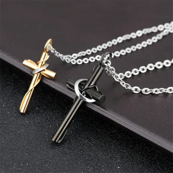ZORCVENS križ ogrlice i privjesci za muškarce i žene od nehrđajućeg čelika boja zlata privjesak muške ogrlice molitva nakit