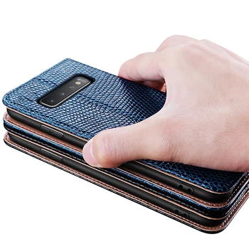 Za Samsung S10 flip torbica koža guštera pravi kožna torbica za telefon, novčanik posao stajati Smart tvrda torbica za Samsung Galaxy S10 Plus