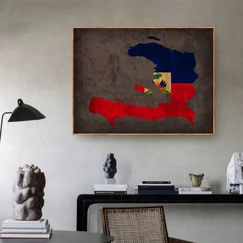 Zastava Zemlje Kartice Plakat Berba Haiti Zastavu Zemlje Kartica Platnu Ispis Home Dekor Zid Umjetnosti Dekor Bez Okvira