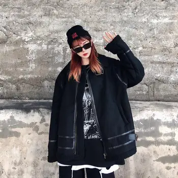 Zimska jakna žena 2020 gothic punk toplo ogroman BF stil džep crni kaput ženski klasicni ulica Harajuku Chic sakoi novi