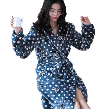 Zimske ženske haljine pidžama debeli topli фланелевые kimono ogrtač za žene cvijet dugih rukava coral baršun pidžama kućna odjeća