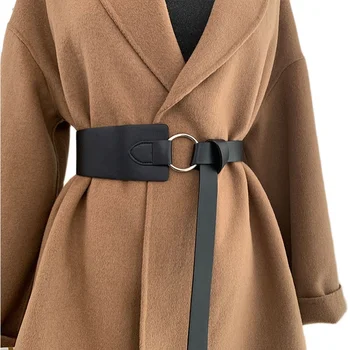 Širok čvor trake za žene kaput kvalitetan soft umjetna koža remen haljina ceinture femme plus duge zlatne cummerbunds cinto