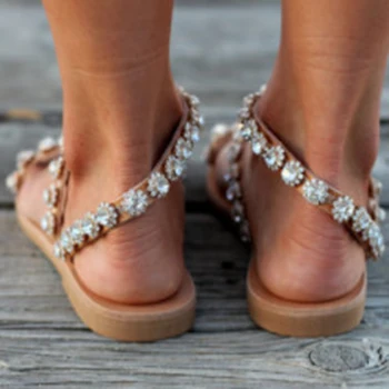 Žene sandale Gladijator 2020 ljeto Casual cipele i Češka mujer svadbene cipele Crystal feminina dame japanke plaže sandale