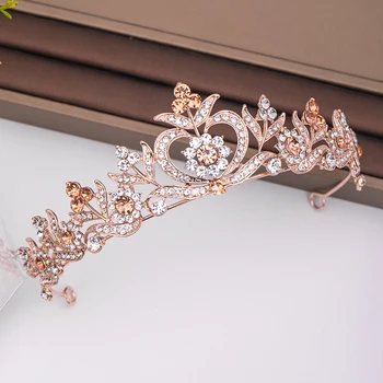 Barokne Vintage Rose Gold Kristalne Krune Novi Tiaras Tiaras Princeza Vjenčanje Pribor Za Kosu Vjenčanje Žene Šlem Ukras