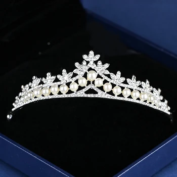 Biserna Kruna Za Djevojke Zavoje Crystal Cvijet Princeza Kruna Na Glavi Ukras Nevjesta Pribor Za Kosu
