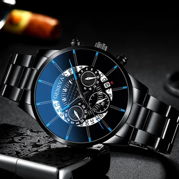 Trendi muški satovi su od nehrđajućeg čelika crni mrežasti pojas analogni Kvarcni ručni sat poslovne satovi za muškarce Pokloni