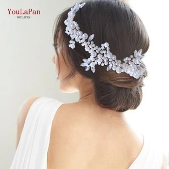 YouLaPan HP186 Silver biseri vjenčanje dio kose svadbena frizura za vjenčanje pribor za kosu gorski kristal kape perle оголовье